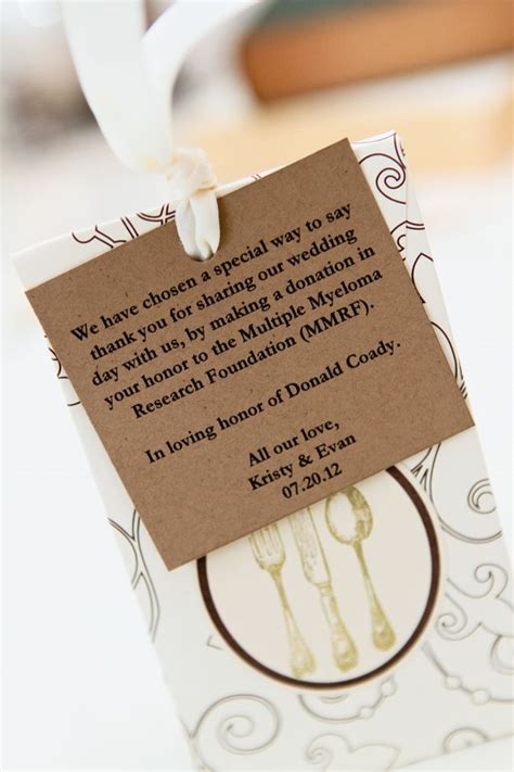 wedding favor charity donation wording.